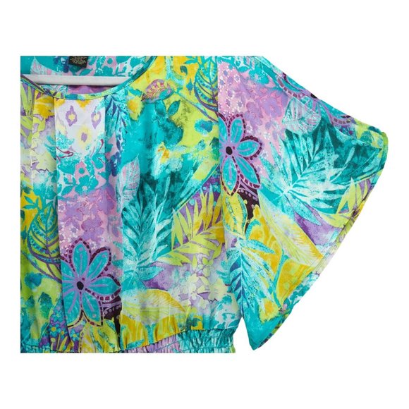 NEW OPTIONS MULTI-COLOR FLORAL DESIGN‎ SHORT SLEEVE TOP SIZE MEDIUM - Picture 3 of 8